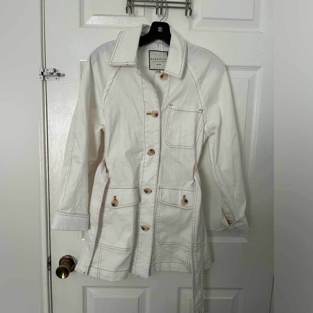 bagatelle Cream Utility Jacket with Contrast Stitching